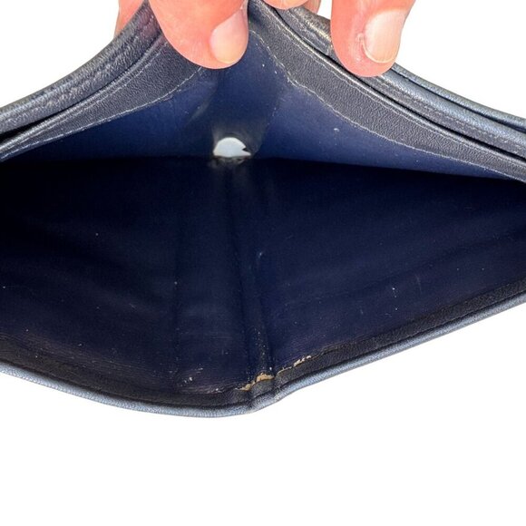 Nordstrom Vintage Womens Navy Leather Card Slots Fold Change Snap Close Wallet - Picture 3 of 10
